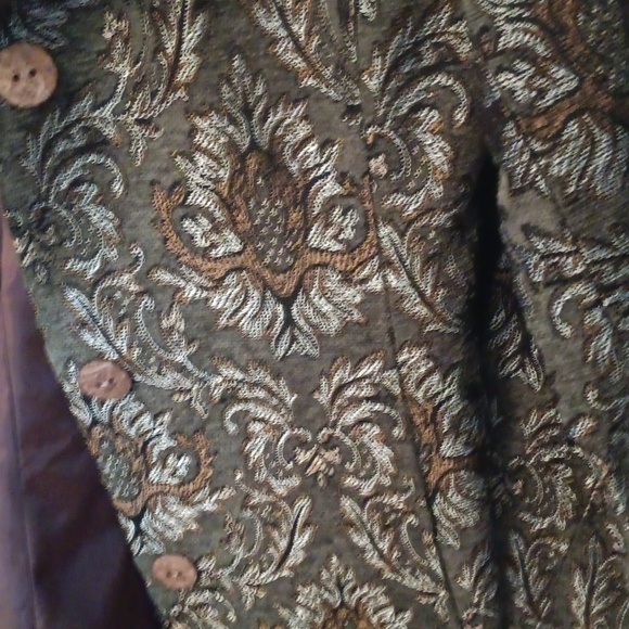 Newport News Brown And Olive Floral Trench Coat - Picture 2 of 5